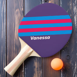 Pala De Ping Pong Rayas de Uva Eléctrica Retro con Nombre