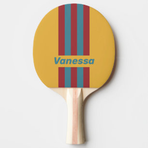 Pala De Ping Pong Rayas delgadas retro con semilla de mostaza y nomb