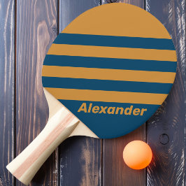 Pala De Ping Pong Rayas Doradas Reales Vintage Sport con Nombre
