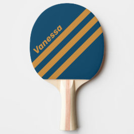 Pala De Ping Pong Rayas Doradas Triangulares Retro Reales con Nombre