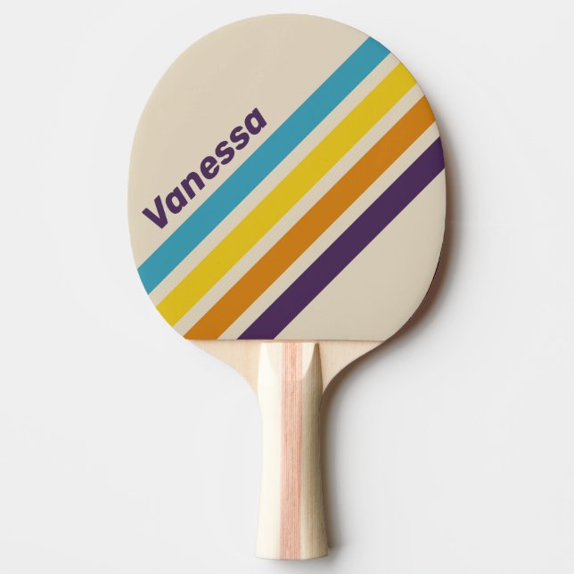 Pala De Ping Pong Rayas en Ángulo de Arcoíris con Polvo de Ciruela y (Anverso)