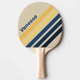 Pala De Ping Pong Rayas en ángulo de arena de playa vintage con nomb