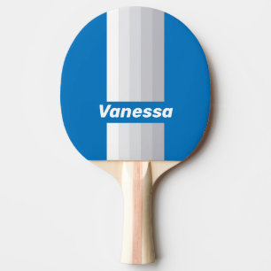 Pala De Ping Pong Rayas Finas de Cielo Azul Nublado con Nombre