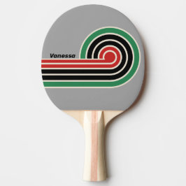 Pala De Ping Pong Rayas grises vintage de VHS con nombre