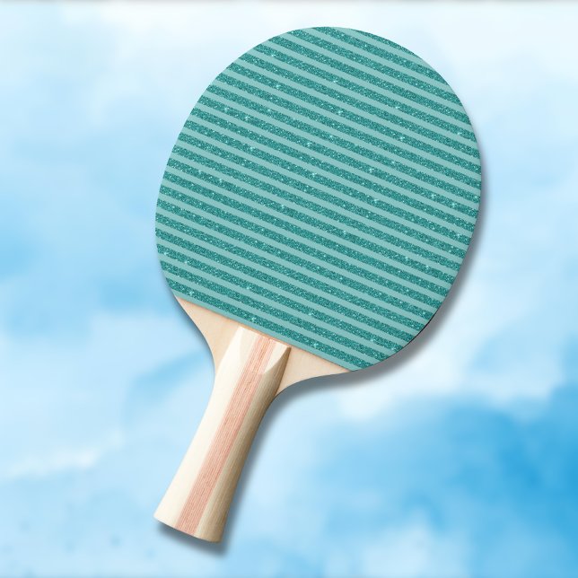 Pala De Ping Pong Rayas Horizontales de Estilo Brillo Verde Turquesa (Subido por el creador)