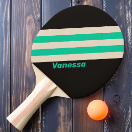 Pala De Ping Pong Rayas Medianoche Mentoladas Retro con Nombre