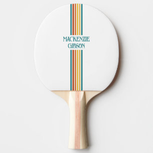 Pala De Ping Pong Rayas minimalistas con monograma retro