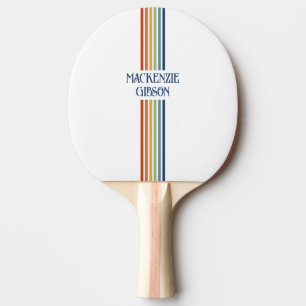 Pala De Ping Pong Rayas minimalistas con monograma retro