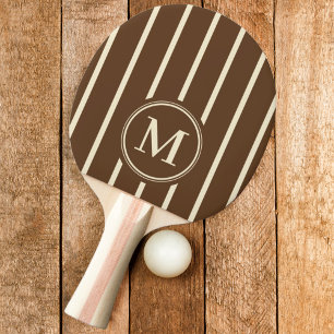 Pala De Ping Pong Rayas Monograma Profundo Color Marrón Bosque