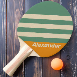 Pala De Ping Pong Rayas Naranjas Deportivas Vintage con Nombre