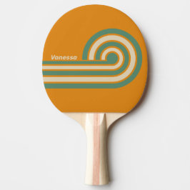 Pala De Ping Pong Rayas Naranjas Retro con Nombre