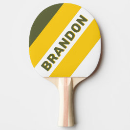 Pala De Ping Pong Rayas negritas nostálgicas de miel verde con nombr