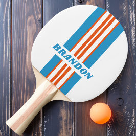 Pala De Ping Pong Rayas Nostálgicas de Reunión de Verano con Nombre