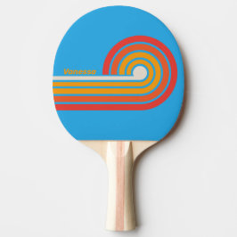 Pala De Ping Pong Rayas onduladas azules desvaídas de surf con nombr