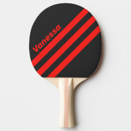 Pala De Ping Pong Rayas oscuras retro de tres ángulos con nombre