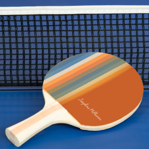 Pala De Ping Pong Rayas pastel multicolor retro nombre-personalizado