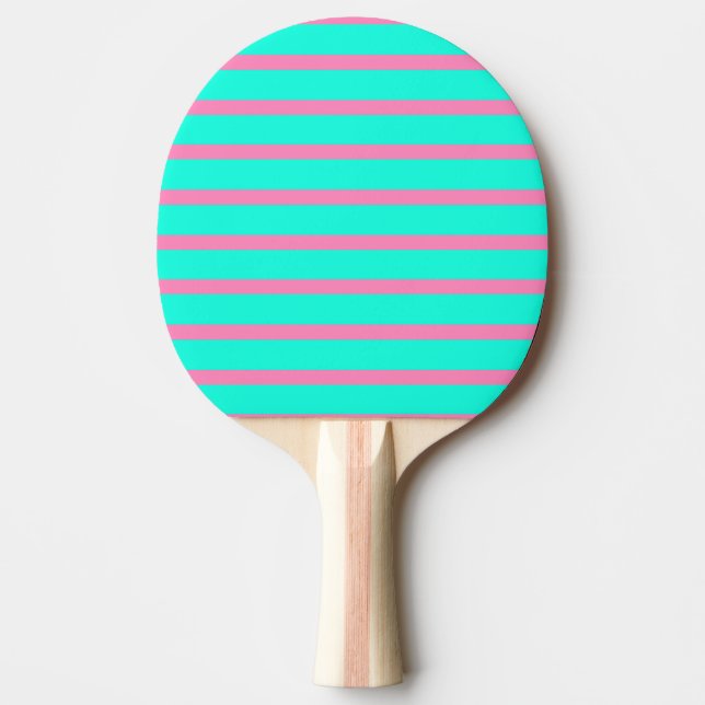 Pala De Ping Pong Rayas Pastel Turquesa Azul-Verde Y Rosa (Anverso)