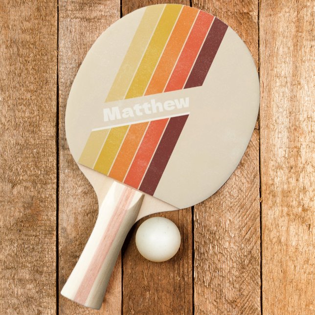 Pala De Ping Pong Rayas Retro Angustiadas con Nombre (Subido por el creador)