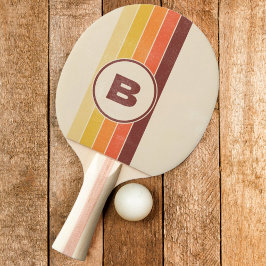 Pala De Ping Pong Rayas Retro Angustiado Oscuro con Inicial