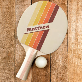 Pala De Ping Pong Rayas Retro Angustiado Oscuro con Nombre