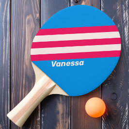 Pala De Ping Pong Rayas Retro Blue Crush con Nombre