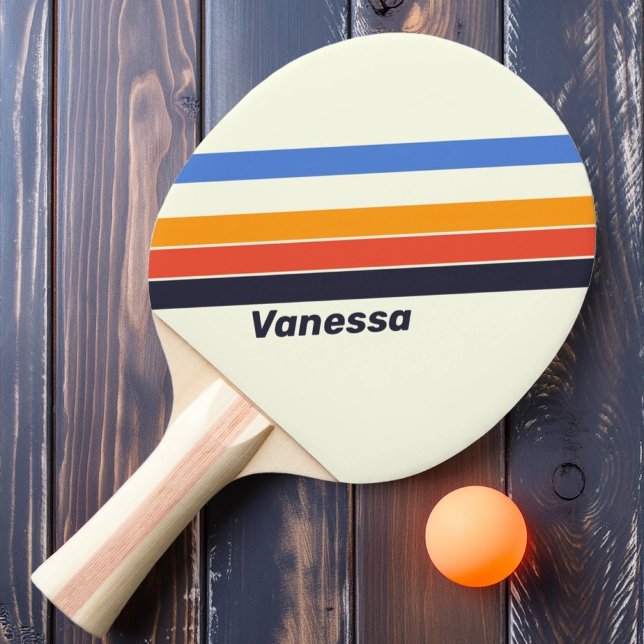 Pala De Ping Pong Rayas retro cinco con nombre (Subido por el creador)