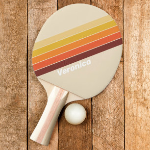 Pala De Ping Pong Rayas Retro con Nombre