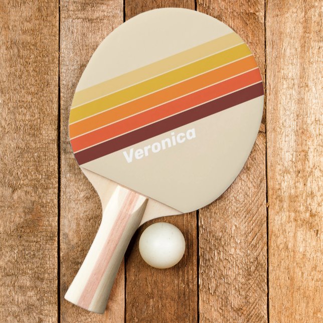 Pala De Ping Pong Rayas Retro con Nombre (Subido por el creador)