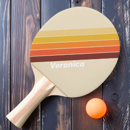 Pala De Ping Pong Rayas Retro con Nombre