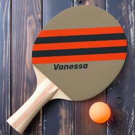 Pala De Ping Pong Rayas Retro de Pradera del Desierto con Nombre
