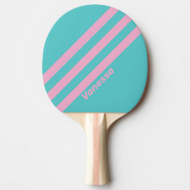 Pala De Ping Pong Rayas Retro de South Beach con Nombre