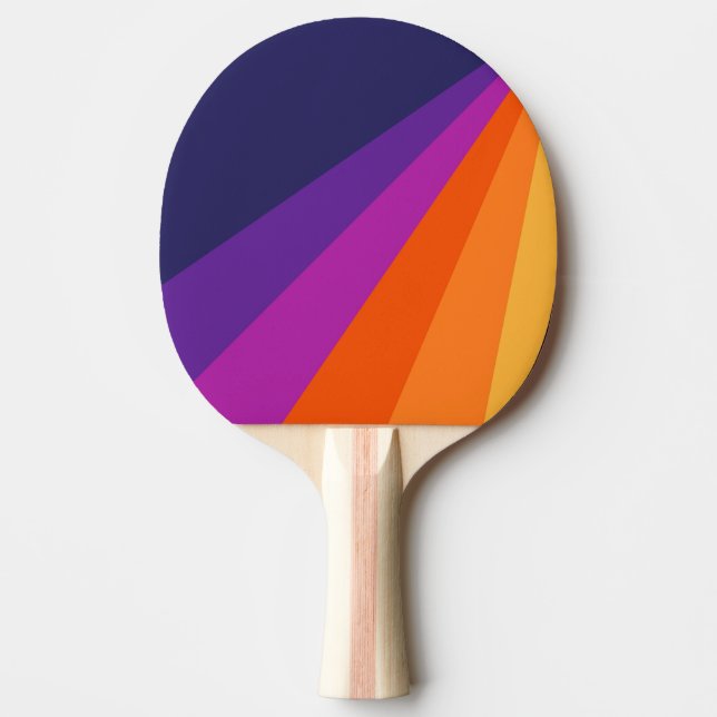Pala De Ping Pong Rayas retro diagonales púrpura y naranja (Anverso)