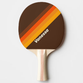 Pala De Ping Pong Rayas Retro Marrones con Nombre