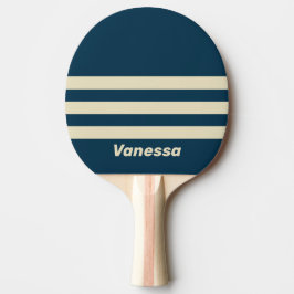 Pala De Ping Pong Rayas Retro Navy Fade Tres a lo Ancho con Nombre