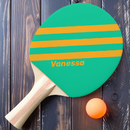 Pala De Ping Pong Rayas Retro Tropical Punch con Nombre