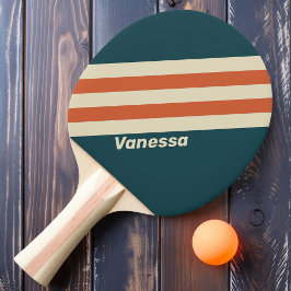 Pala De Ping Pong Rayas Retro Wave con Nombre