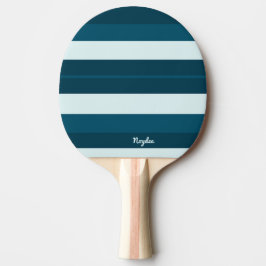 Pala De Ping Pong Rayas Rítmicas Líneas Horizontales Azul Mar Blanco