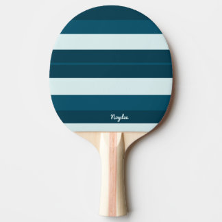 Pala De Ping Pong Rayas Rítmicas Líneas Horizontales Azul Mar Blanco