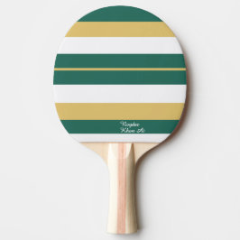 Pala De Ping Pong Rayas Rítmicas Líneas Verde Dorado Blanco