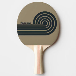 Pala De Ping Pong Rayas rizadas dobles del desierto retro con nombre