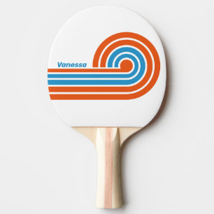 Pala De Ping Pong Rayas rizadas nostálgicas de verano con nombre