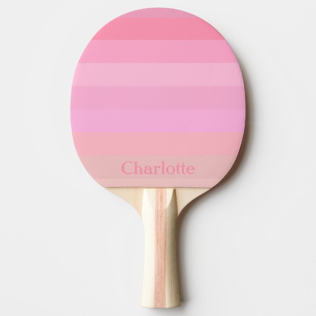Pala De Ping Pong Rayas rosas claras personalizadas (Anverso)