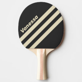 Pala De Ping Pong Rayas Triangulares de Carbón Retro con Nombre