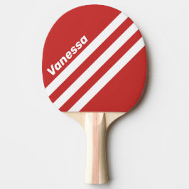 Pala De Ping Pong Rayas Triangulares Rojas Retro con Nombre