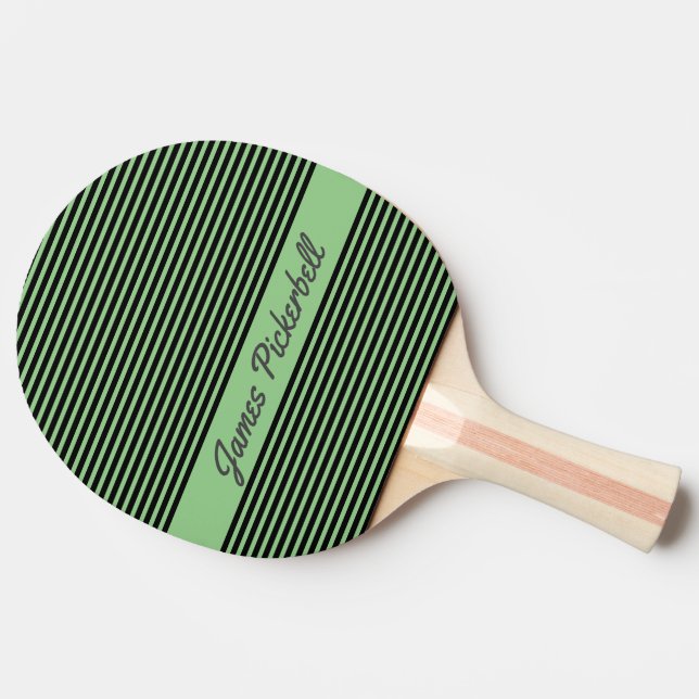 Pala De Ping Pong Rayas verde-negro personalizable (Lateral)