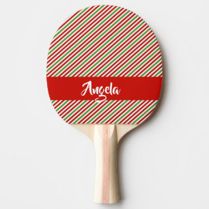 Pala De Ping Pong Rayas verdes, rojas y blancas