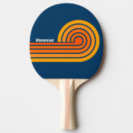 Pala De Ping Pong Rayas Vintage Azules con Nombre