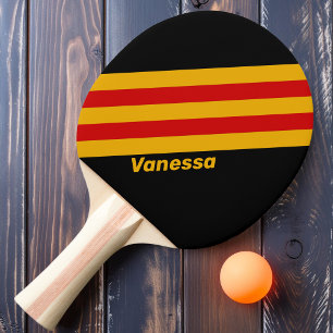 Pala De Ping Pong Rayas Vintage de la Capital con Nombre