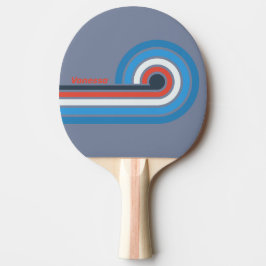 Pala De Ping Pong Rayas Vintage Oscuras con Nombre