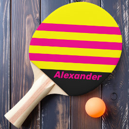 Pala De Ping Pong Rayas Vintage Sport Sun Glow con Nombre